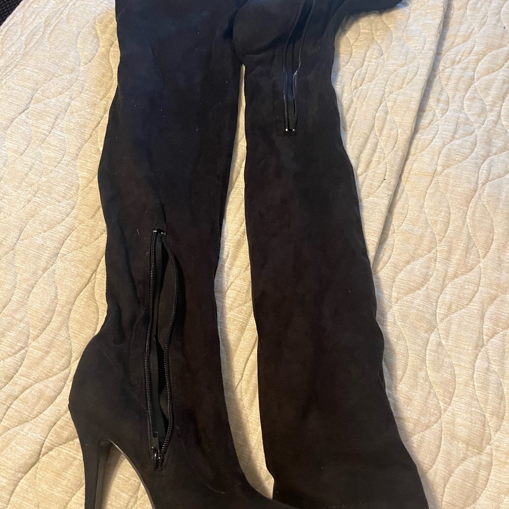 Healed boots over the knee